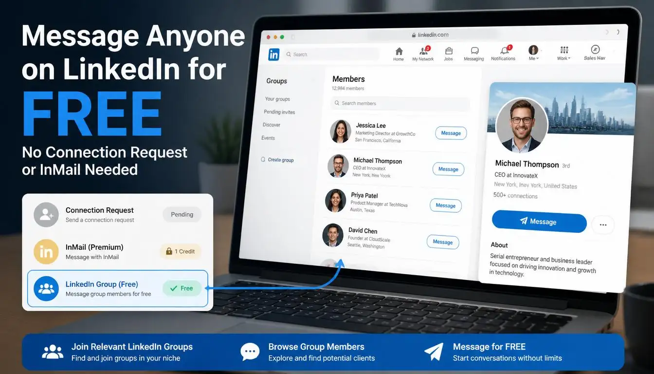 How to message LinkedIn non-connections for free using LinkedIn Groups